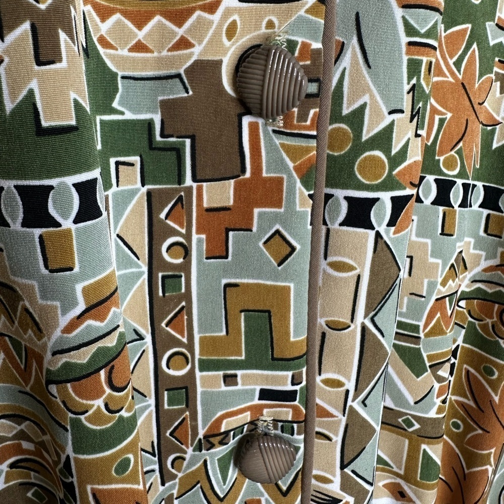 Vintage Brownstone Studio Womens 8 Shirt Dress Geometric Print Retro Midi Button - Picture 3 of 9